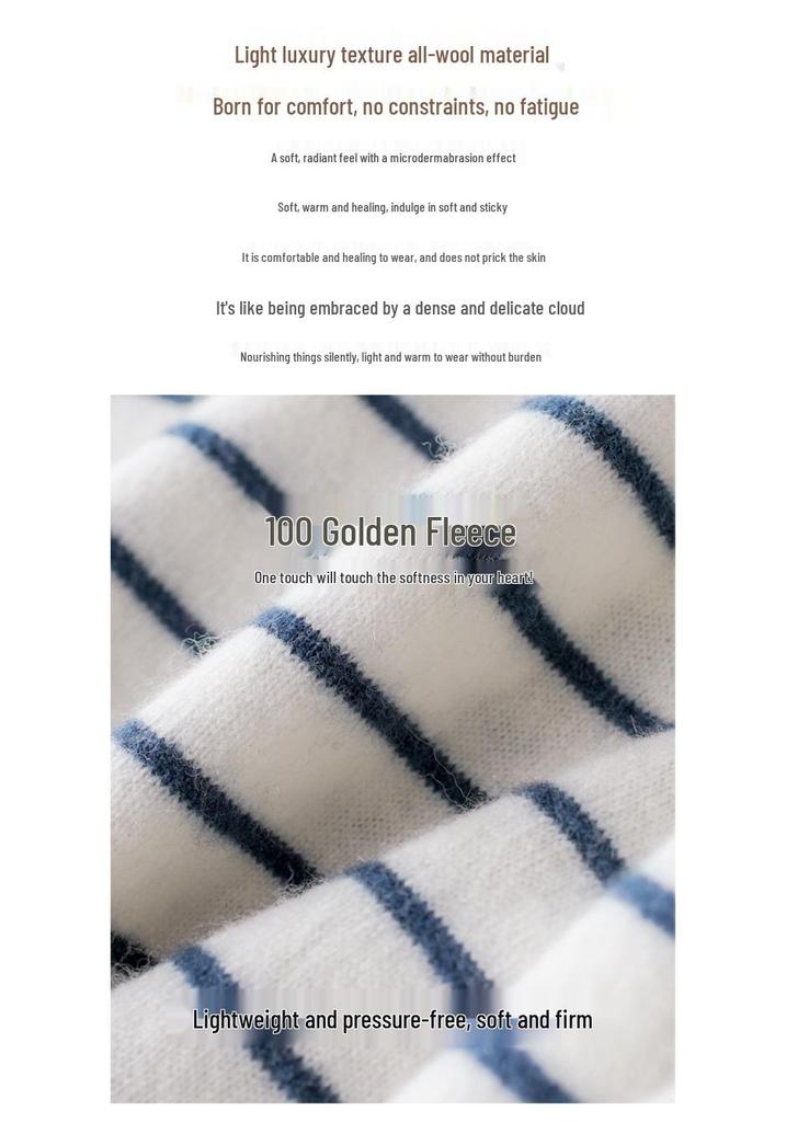 Women's Wool Round Neck Sweater - Autumn/Winter Striped Loose Knit Base Layer