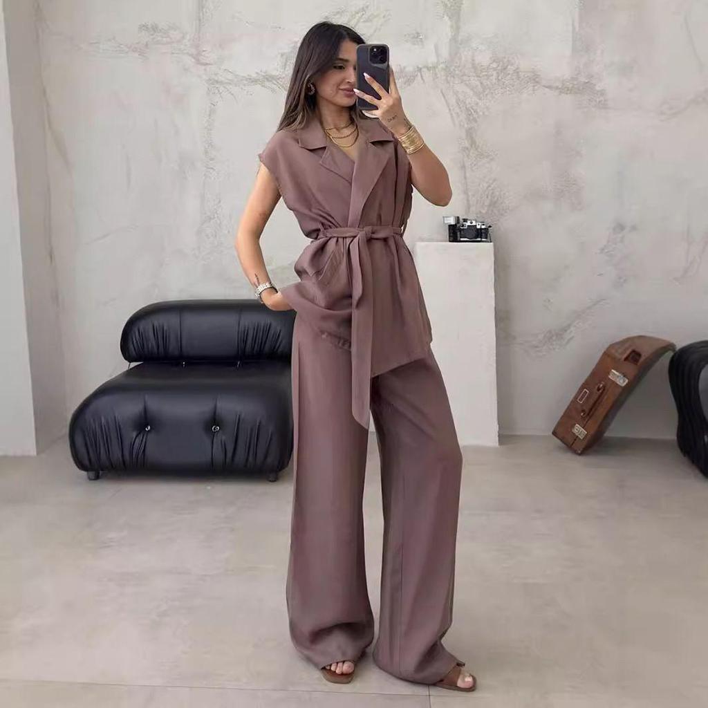 Elegant Autumn Cross-Border Fashion Set: European & American Style 2026 Women's Straight Casual Pants