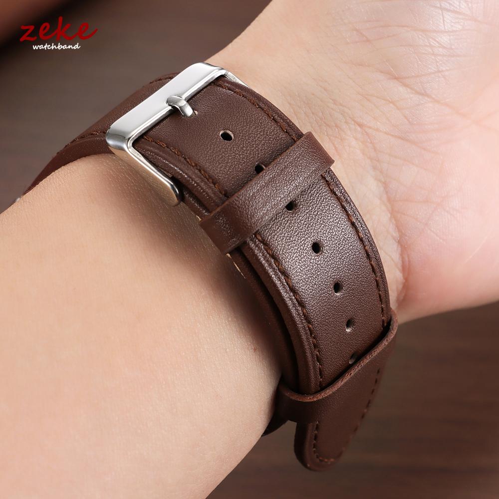 20mm 22mm Genuine Cow Leather Watch Band Black Brown Blue Watch Strap Men's Women's Soft Business Replacement Bracelets Belt