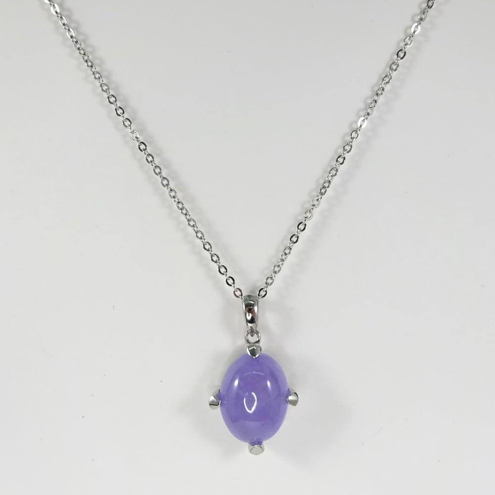 [Your and My Jewelry Box] SV Natural Lavender Jade Pendant Necklace - Extra Large 4.0 Carat Volume, May Birthstone [Gift Wrapped]