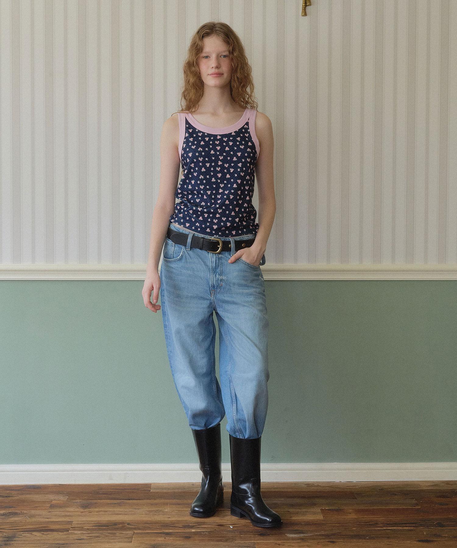Navy Floral Sleeveless Top (Navy) Navy