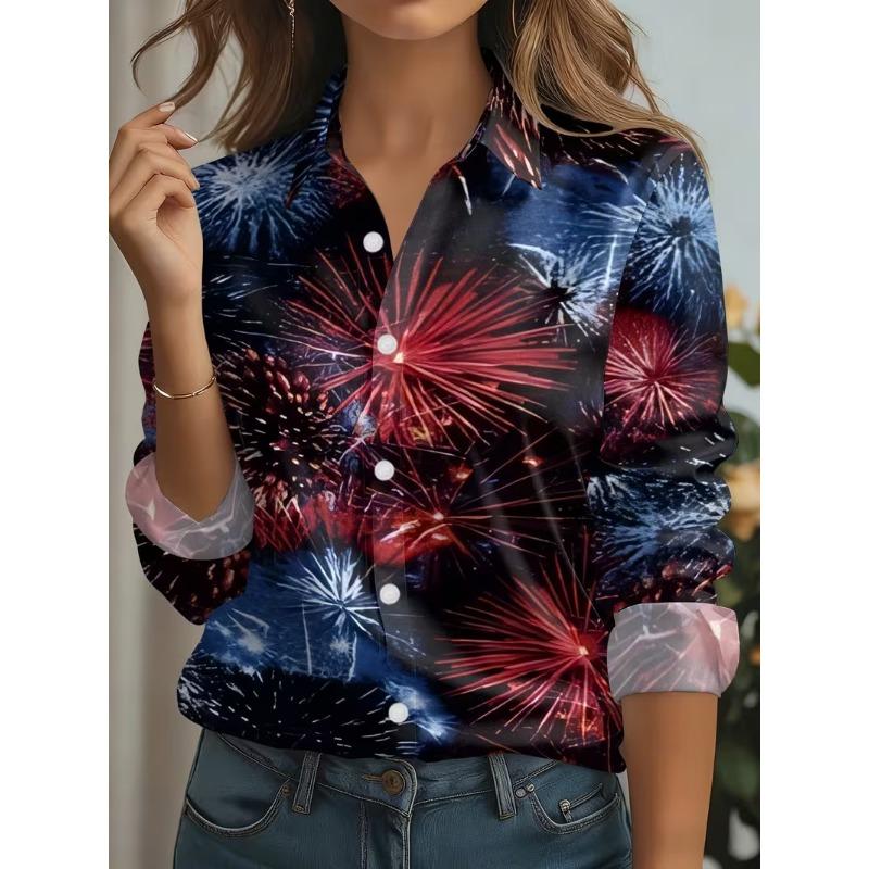 Autumn New Plaid Tie Dye Print Blouse Ladies Long Sleeve Gradient Button Laple Loose Shirts Tops Casual Fashion Women's Clothing