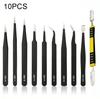 10 IN 1 Stainless Steel Precision Antistatic Electrostatic Tweezers Set Maintenance Tools Professional Electronic Tweezers