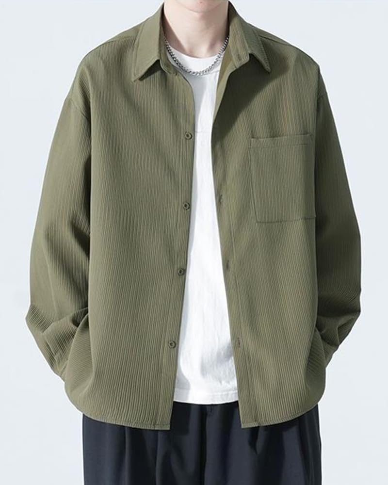 Long Sleeve Dress Plus Loose Solid [foveitaa] Men's Shirt, Spring/Autumn Wear, Sizes, Business/Casual, Fit, Stylish, Lightweight, Soft, Cool, Color,