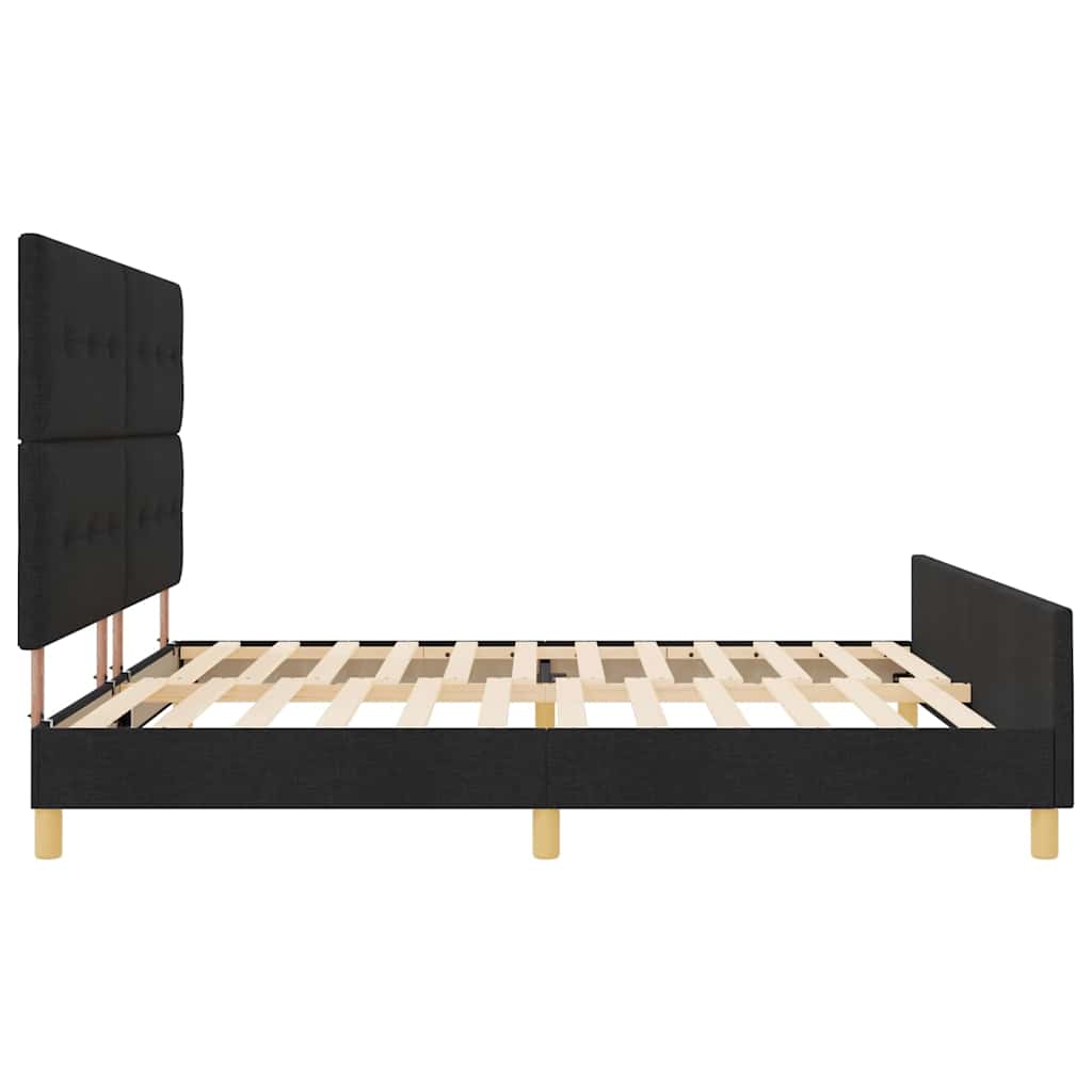 Bed Frame with Headboard Black 200 x 200 cm Fabric