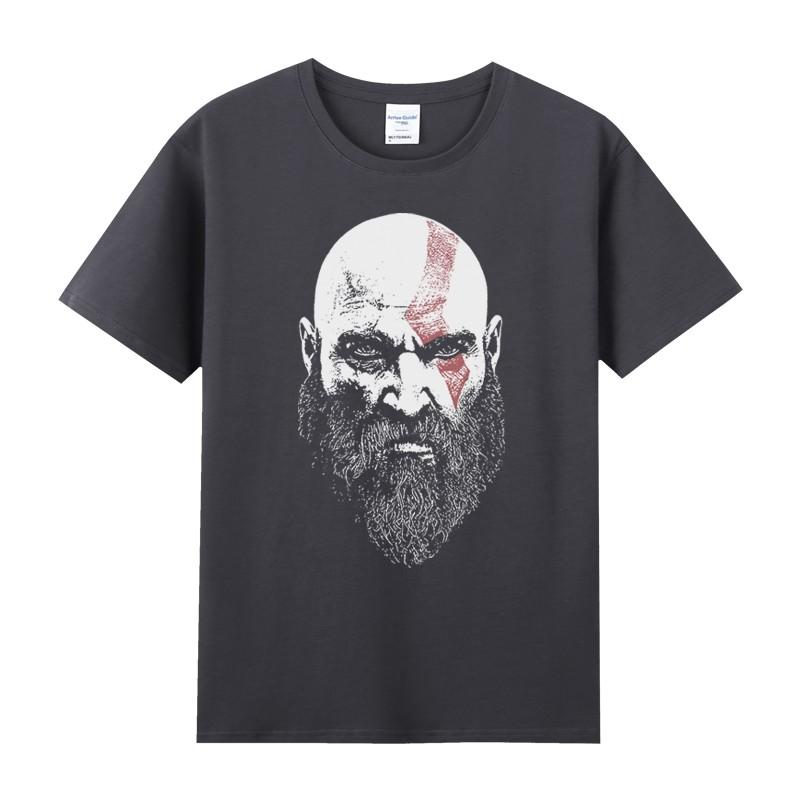 Loose Cotton Round Neck Short-sleeved T-shirt Men's PS4 Game God of War Kuiye Theme Printed Peripheral Clothes