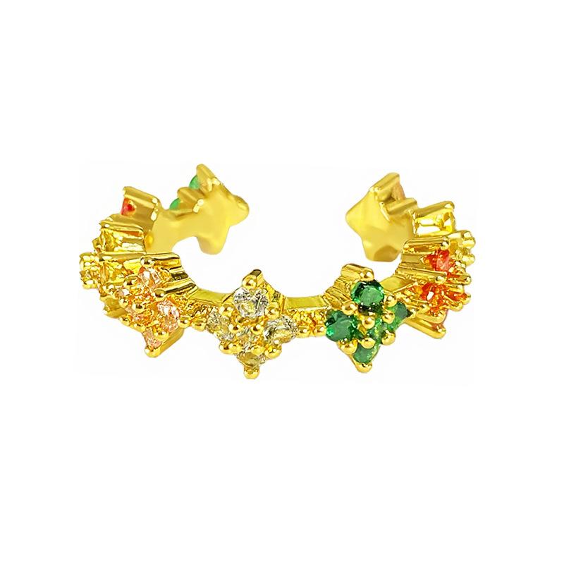 Blind Box Medieval Vintage Gold Niche Retro High-End Open Ring Color Treasure Light Luxury Ring Woman