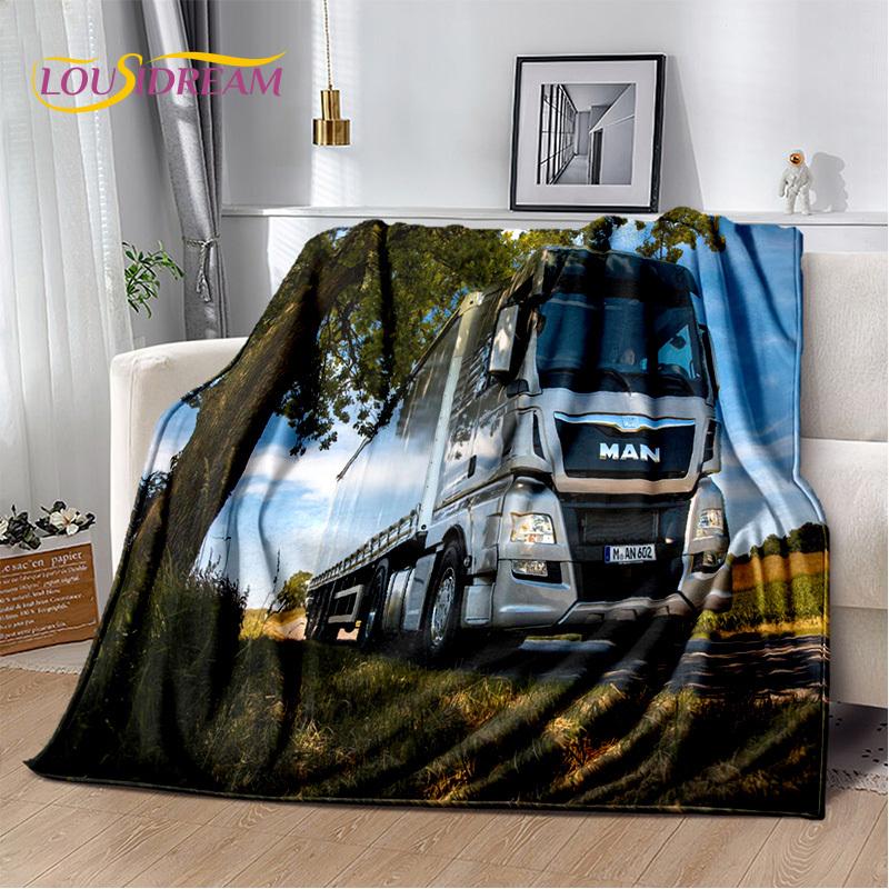 HD Man Truck Lorry 3D Printing Soft Flannel Blankets,Throw Blanket Comfortable Blanket for Picnic Beds Sofa Home Bedroom Gifts