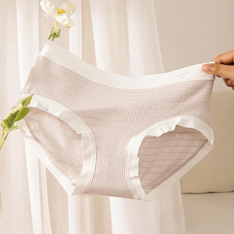 Women Summer Pure Cotton Anti Bacterial High Shot Waist Triangle Briefs L фиолетовый