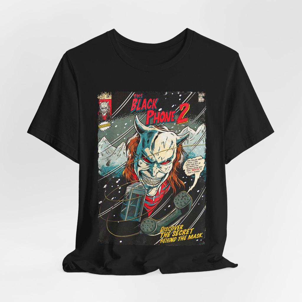 Black Phone 2 Moviethemed Tshirt Retro Horror Movie Street Fashion Tshirt with Printed Patterns Horror Movie Fan Gift
