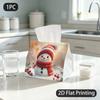 1pc Tissue Box, Cute Winter Snowman Warm Cheer Pattern, 2D Flat Printing, Multi-Purpose, Durable, Tissue Organizer, for Coffee Shops
