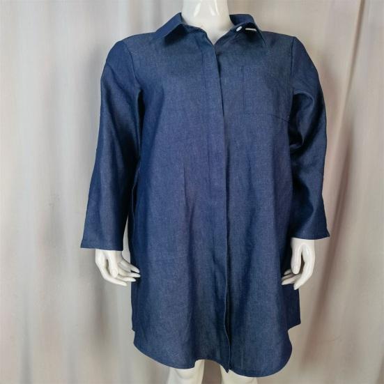 Denim Dress Single Breasted Pockets Summer Buttons Knee Length Dress Streetwear