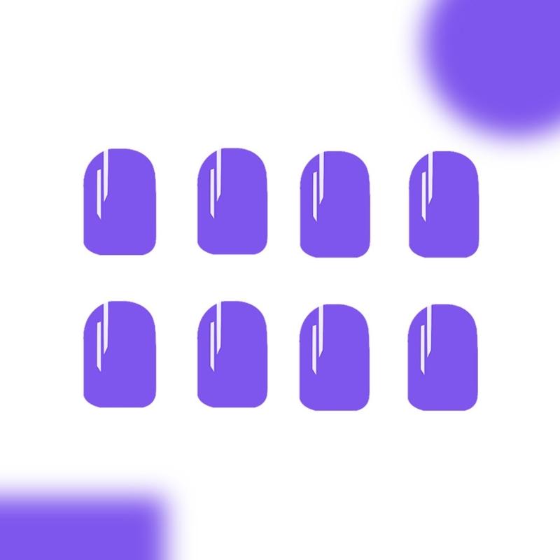 24 Pcs Purple Full Cover Stick On Nail Solid Color Press On Nail Reusable Artificial Nail Short Square False Nail
