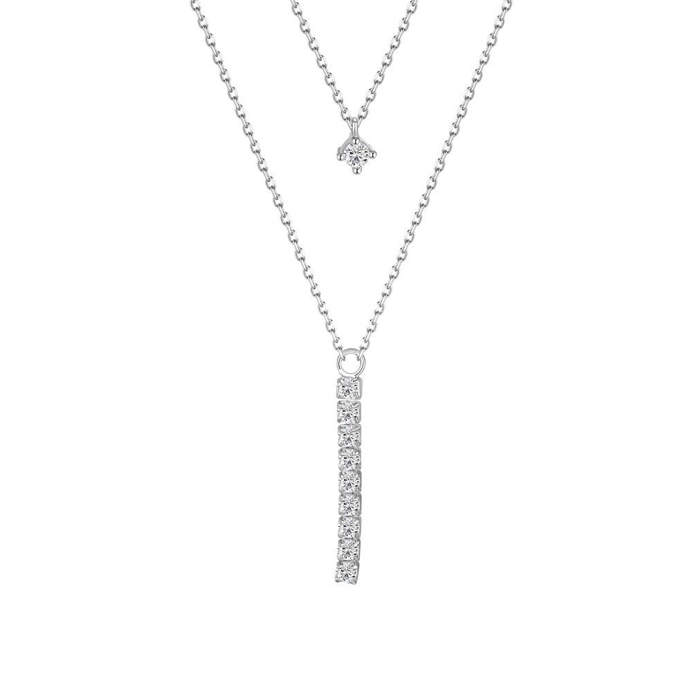 S925 Sterling Silver Layered Bar Pendant Necklace for Women - Exquisite Sweater Accessory S925 Silver