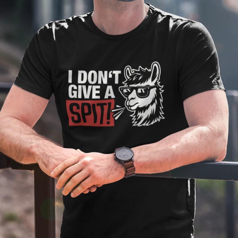 Men s and Women s T-shirts I don t give a spit lama cartoon funny fun saying humor funny comedy M
