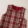 Autumn and Winter Girls Red Plaid Dress Baby Girl Western Style fashionable Plaid Vest Dress