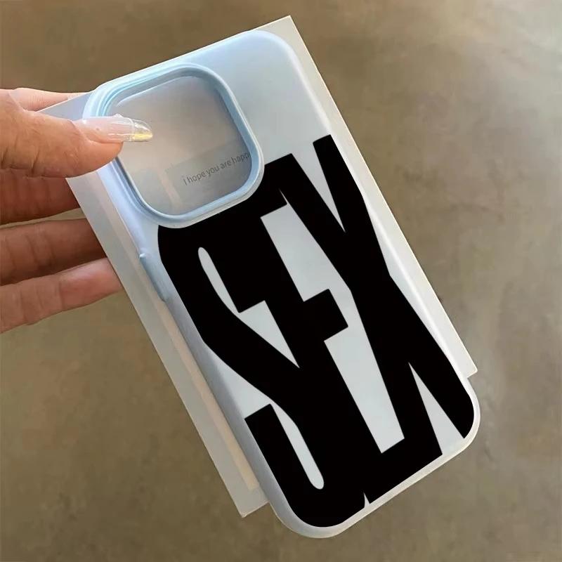 Stylish English Letter Jelly Frosted Phone Case For iPhone 17 AIR 16 15 14 13 12 11 PRO MAX PLUS Y2K Silicone Shockproof Cover