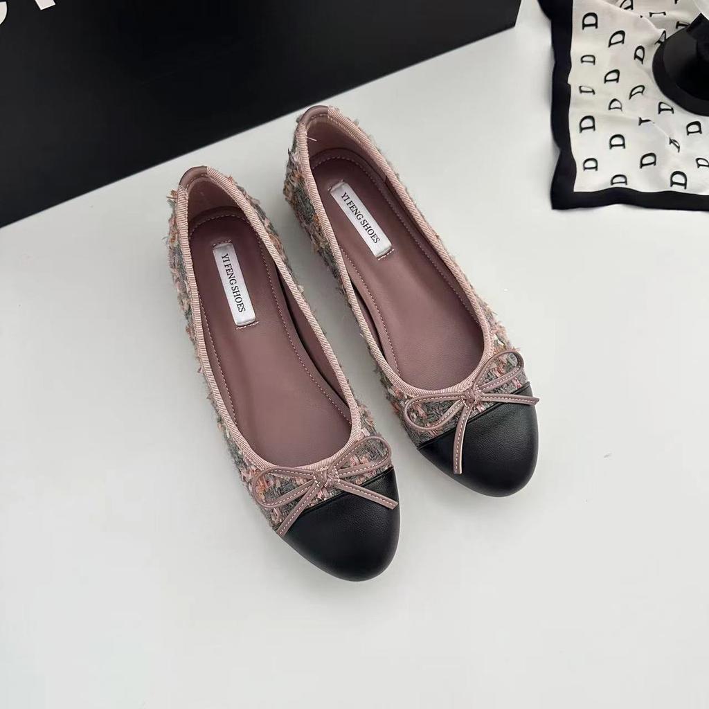 Classic Return Xiaoxiang Increases Height by 3cm Color Matching Temperament Celebrity Light Mouth Bow Women's Single Shoes Grandma Commuting Wom