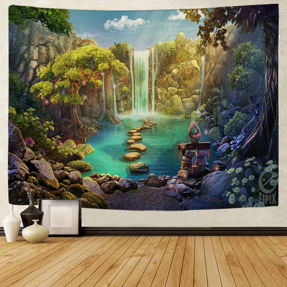 Spiaggia nordica Bellissimo paesaggio Arazzo decorativo Mare albero di cocco Appeso a parete Arazzo Art Déco Decorazioni per la casa