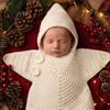 Cozy Infant Sleep Sack Starfish Baby Sleeping Bag, Knitted Swaddle with Hood, Breathable Nursery Bedding Star Shaped Wearable Blanket, Newborn