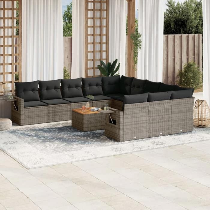 VidaXL Garden Lounge Set with Cushions 12 Pcs, Patio Sofas, Patio Furniture Set, Outdoor Furniture, Grey 3224793