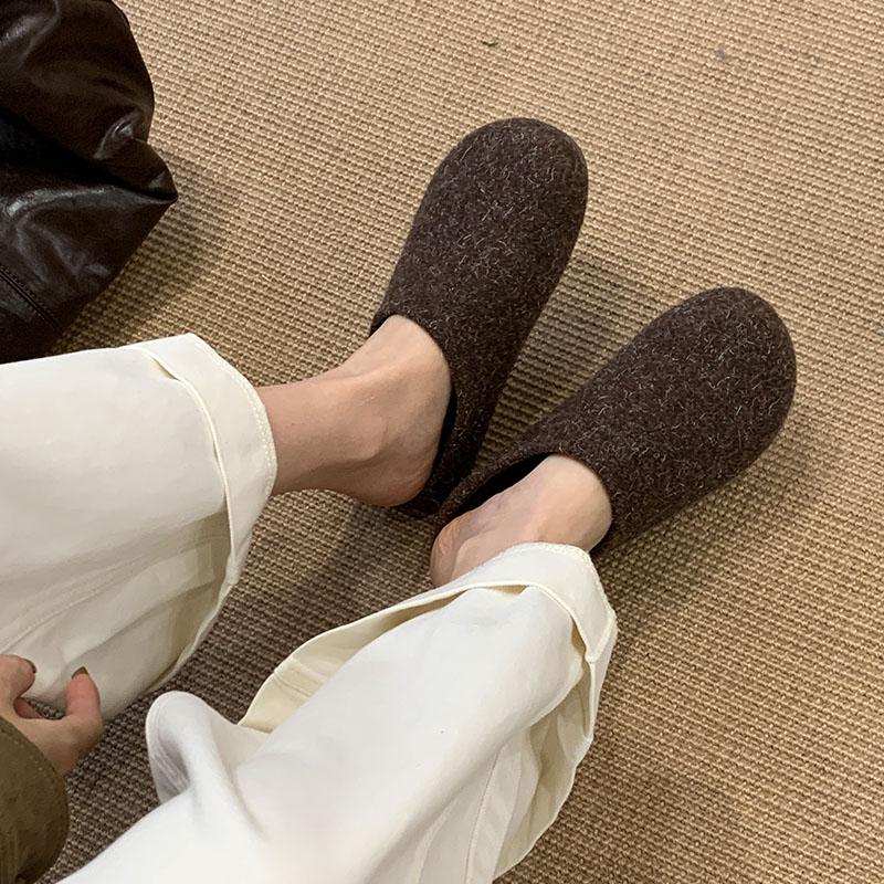 Fashion Warm Ladies Flats Slippers Shoes Round Toe Female Slides Outdoor Indoor Fashion Flock Women Slippers Sandals Shoes Mules