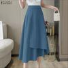 Damen Lässige Unifarbene Lockere Midi-Röcke