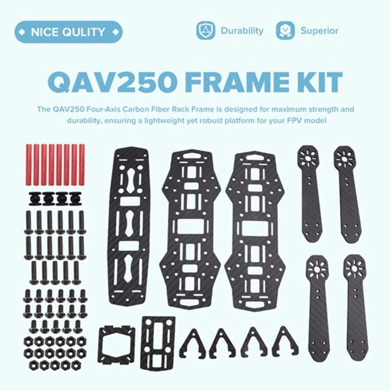 Carbon Fiber Drones Frame Rack For Easy Assembly High Strength Design QAV250 Drones Frame Stable Flight Performances