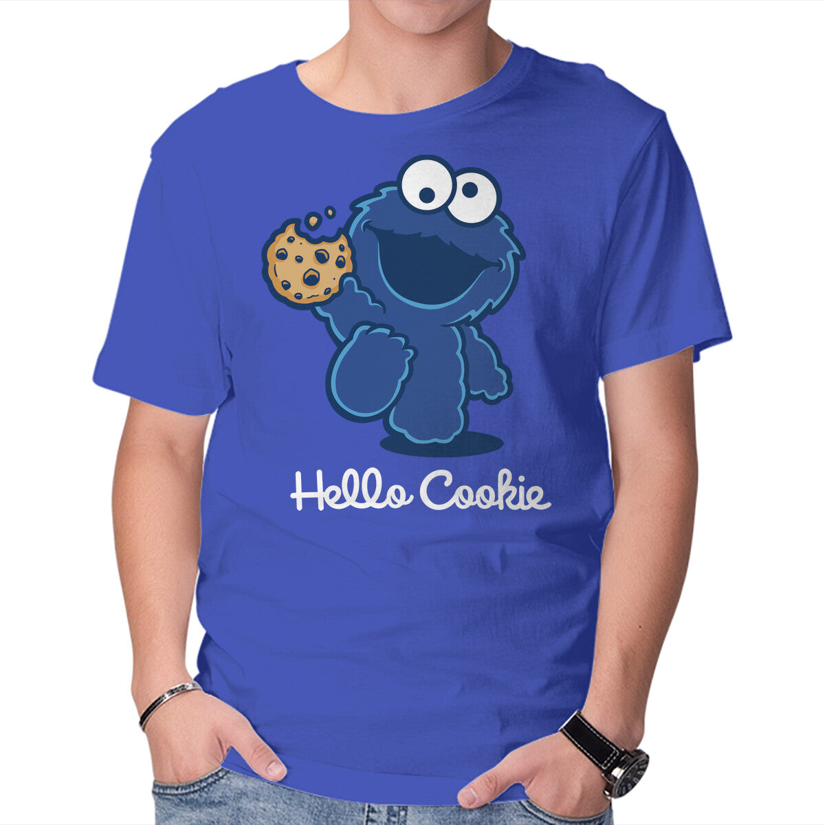 Unisex Crew Neck T-Shirt Hello Cookie Graphic Short Sleeve Casual Tee XS