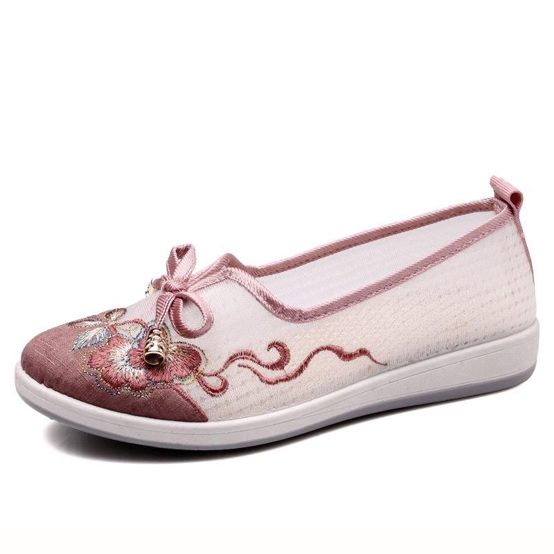Stoffschuhe Damen neue Mode einzelne Schuhe gewebte bestickte Schuhe Studentinnen Schuhe weichsohlige Mutterschuhe