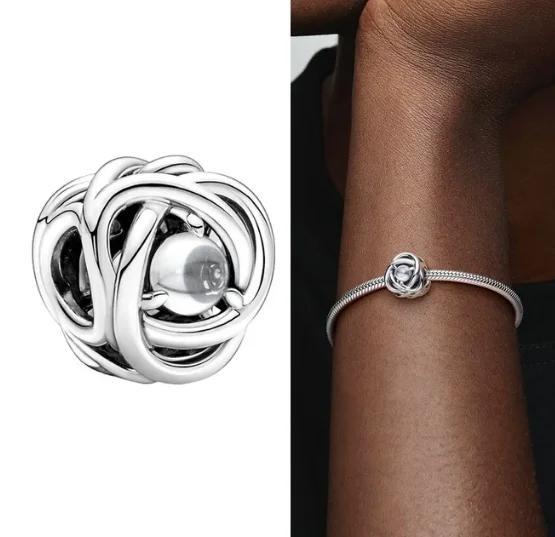Copper Twelve Month Birthstone Heart Eternity Charms Beads Pendant Fit Original Bracelet For Women Fine Jewelry