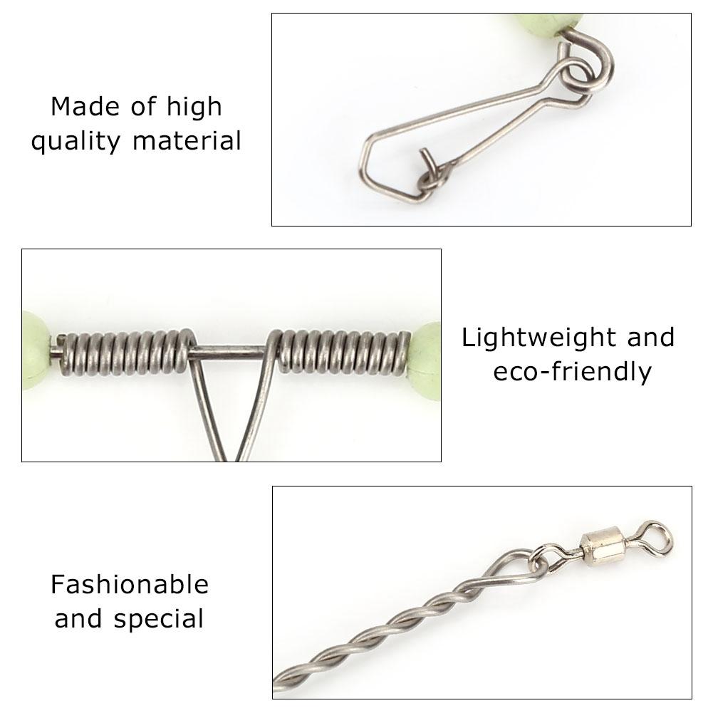 10 stücke Edelstahl Leucht Perlen Balance T Form Swivel Snap Angeln Stecker Tackle