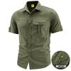 Short Sleeve Shirt Men's Casual Men's Comfortable Large Size Solid Color Work Shirt