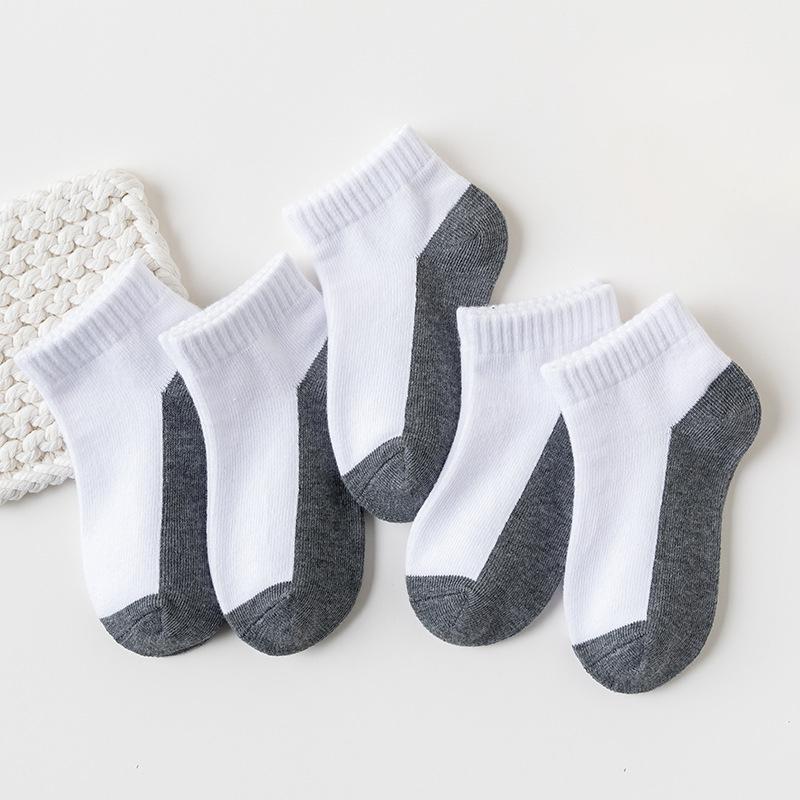 12 paia di calzini corti basic per bambini - design bianco e grigio, traspiranti - adatti per ragazzi e ragazze per la stagione del rientro a scuola