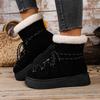Fashion Women Snow Boots New Winter Warm Fashion Round Toe Ankle Booties Women Comfortable Soft Sole Lace-Up Bow Platform Shoes Women