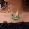 European & American Fashion Green Agate Abacus Bead Necklace: Simple Gold-Plated Titanium Steel Clavicle Chain for Women