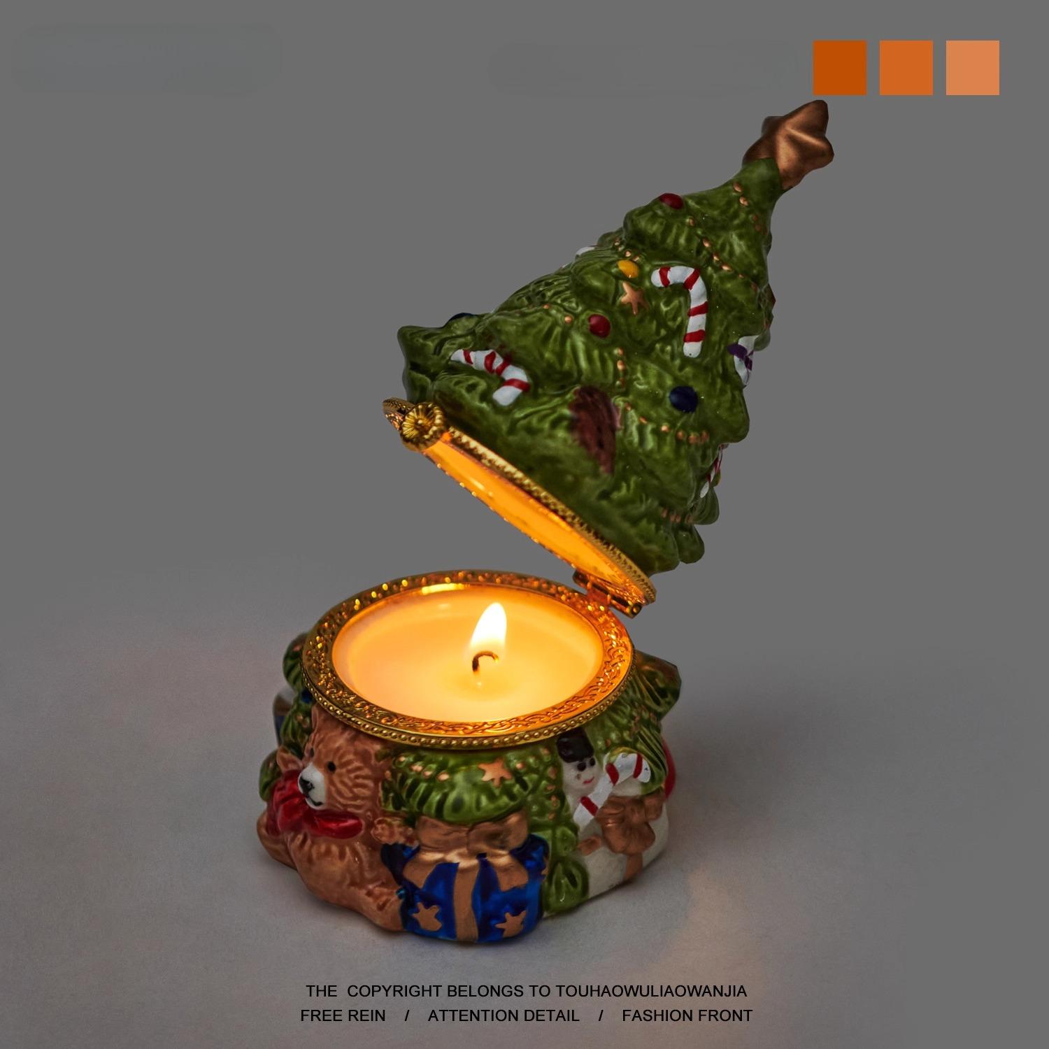 

Little Bear Christmas Tree Cute Ceramic Storage Box Decoration Christmas Gift Ceramic Tree 11cm зелений