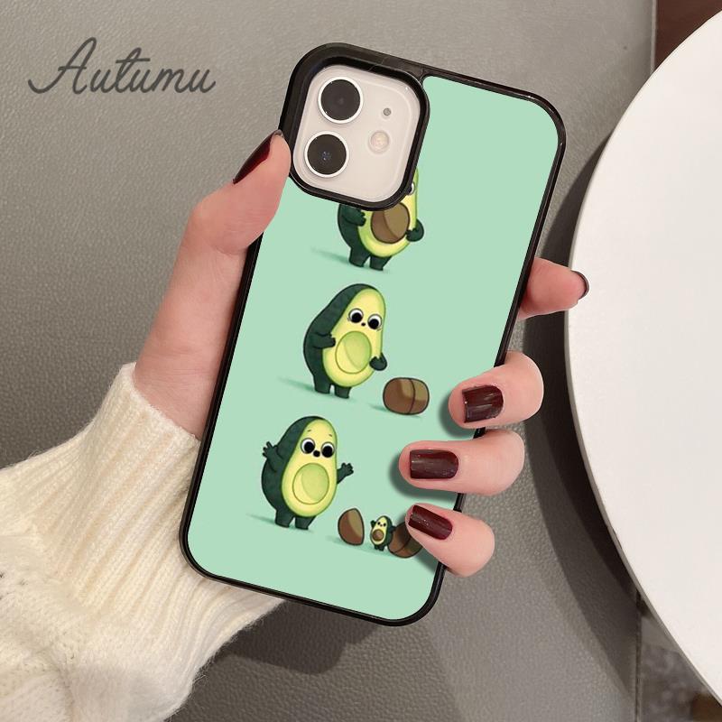 Cute Avocado Cartoon Phone Case for iPhone 11 12 13 14 Pro Max Mini X XR XS SE 2020 6S 7 8 Plus Samsung Galaxy S21 S22 Shell