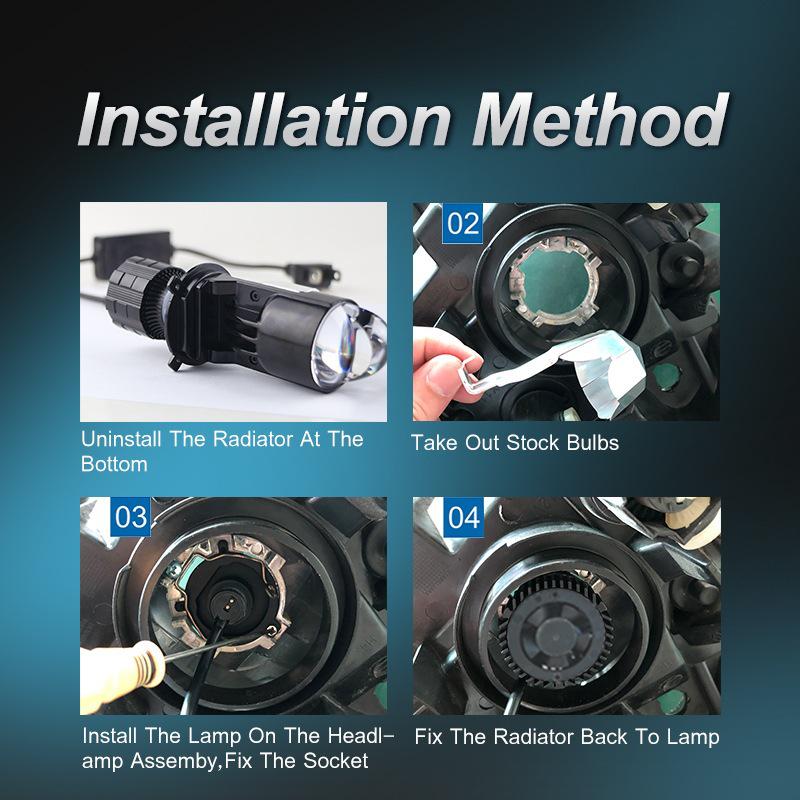 A82 H4 LED Dual Light Lens for Cars - Simple Installation, High Power, Laser-Focused.