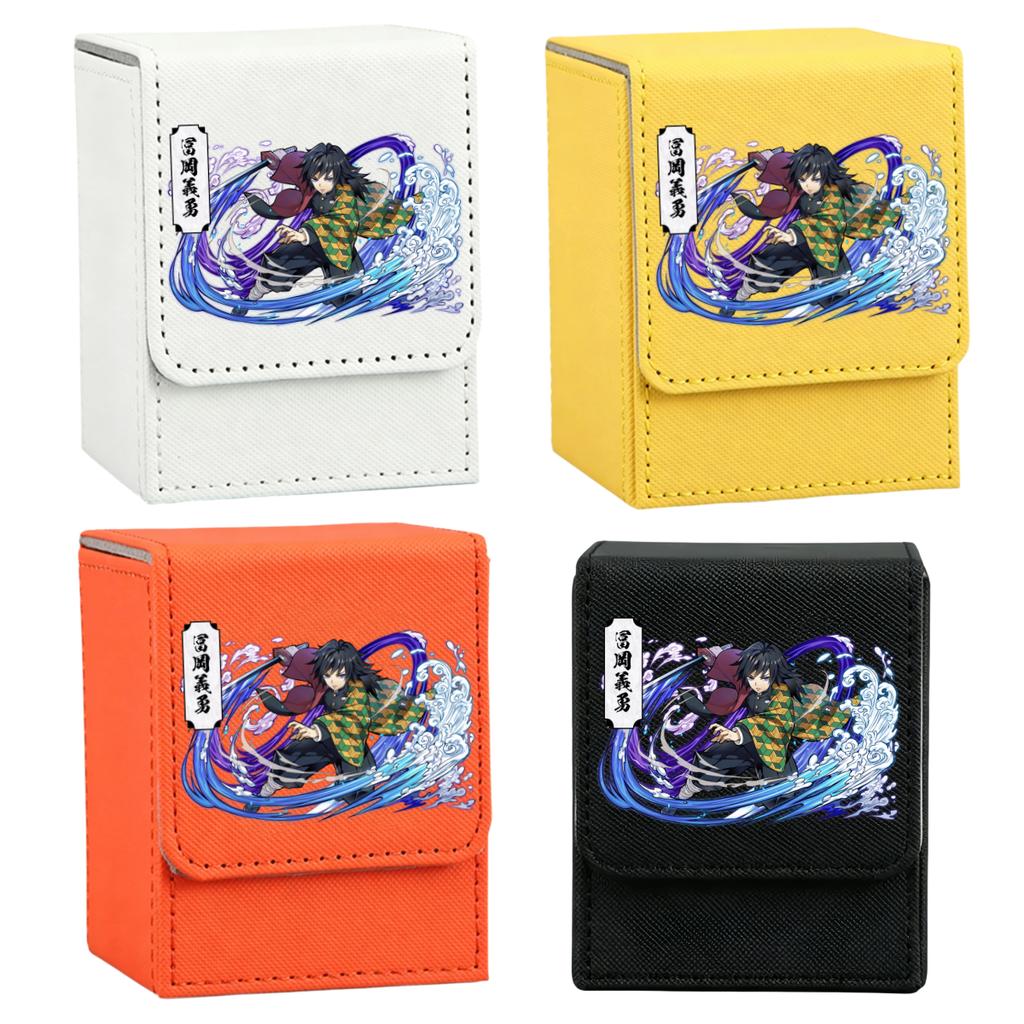 Anime Demon Slayer Card Case Kamado Tanjiro Nezuko Tsuyuri Agatsuma Zenitsu Self Made Leather Game Collection Card Storage Box
