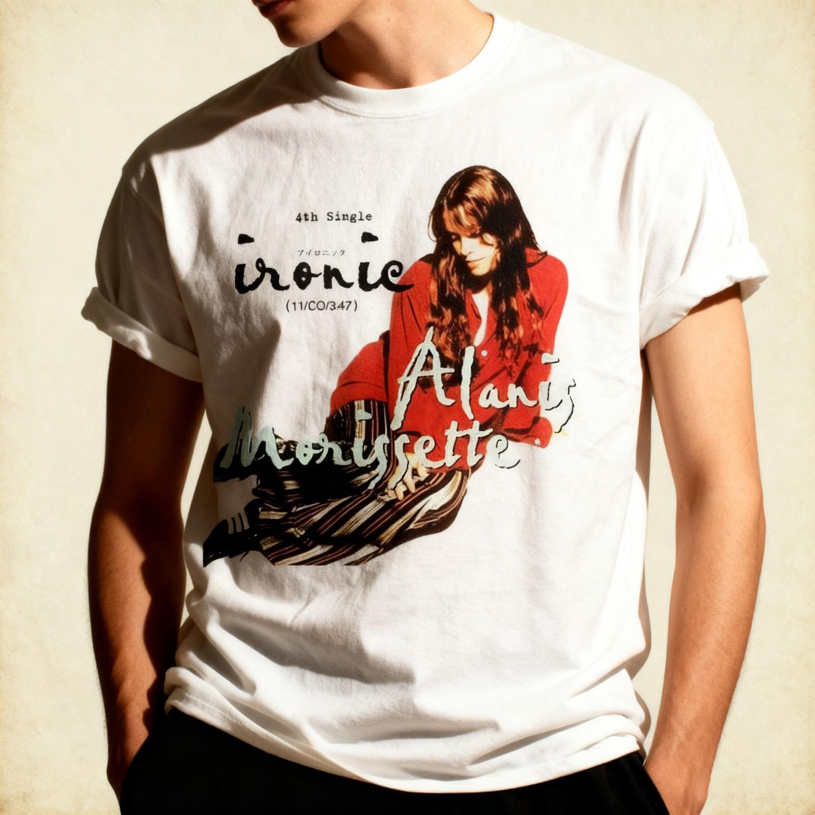 Retro Alanis Morissette Ironic 4th Single White All Size Shirt S