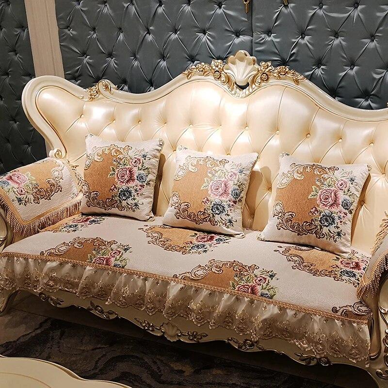 European Luxury Jacquard Sofa Covers Non Slip Four Seasons Sofa Towel Living Room Home Decor Sectional Couch Cushion