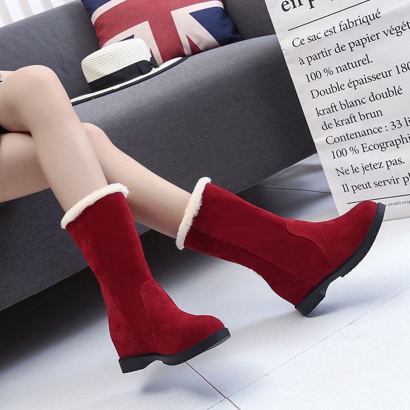 Fashion Winter Round Toe Mid Calf Women's Snow Boots Plush Designer Luxury Boot Chic and Elegant Padded Comfortable Fashion Ladies Shoes