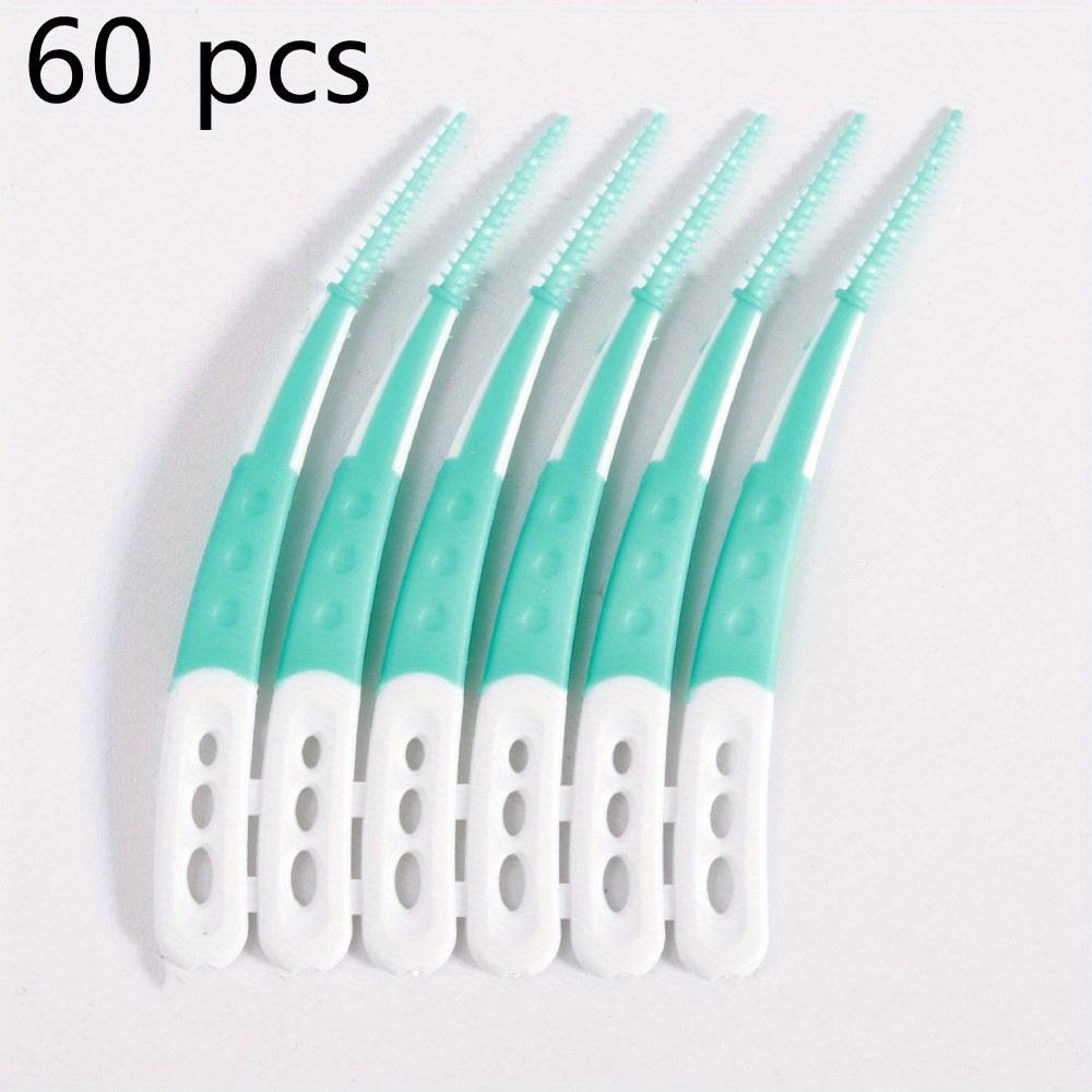 

60 шт. изогнутая L-образная зубная щетка для шва, чистка зубных швов, брекеты, зазор между зубами, силиконовая зубочистка, мягкий зубной тампон 60pcs