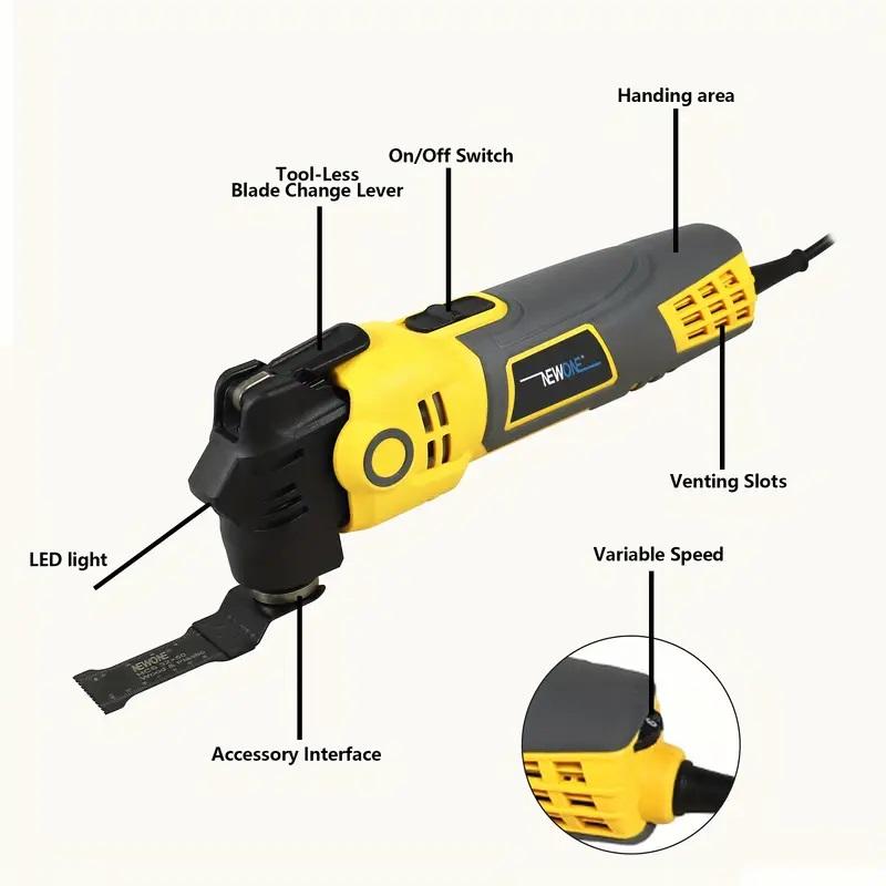 300W Anti-vibration Quick Release/Change Oscillating Tool, Electric Trimmer Saw DIY Home Improvement Tool Renovator For Wood/plastic/metal Cutting