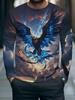 This men's long-sleeved T-shirt features an electric blue eagle design, giving it a stylish and cool look.