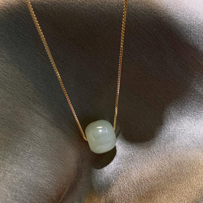 Hetian Jade Necklace ins Style Niche Design Sense Clavicle Chain Fashion Versatile Necklace Women