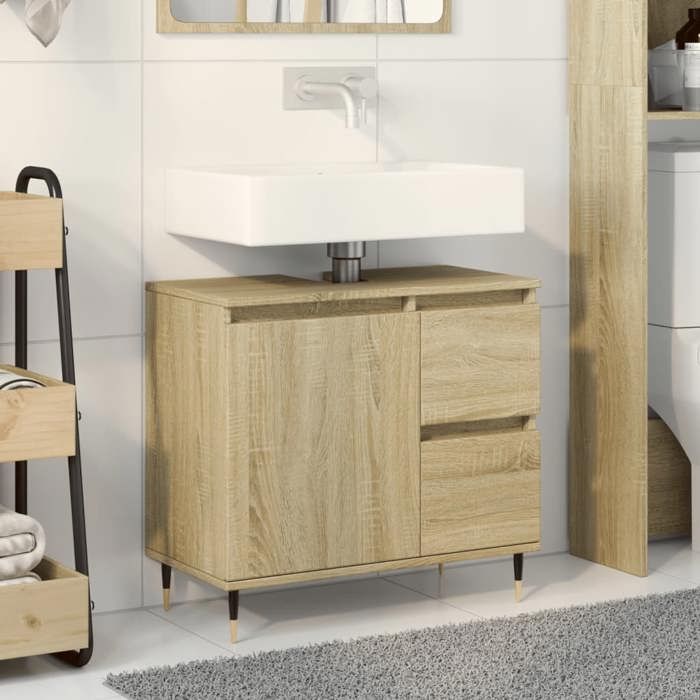VidaXL Bathroom Vanity Cabinet Sonoma Oak Engineered Wood, Under Sink Cabinet,,, Bathroom Furniture 849676