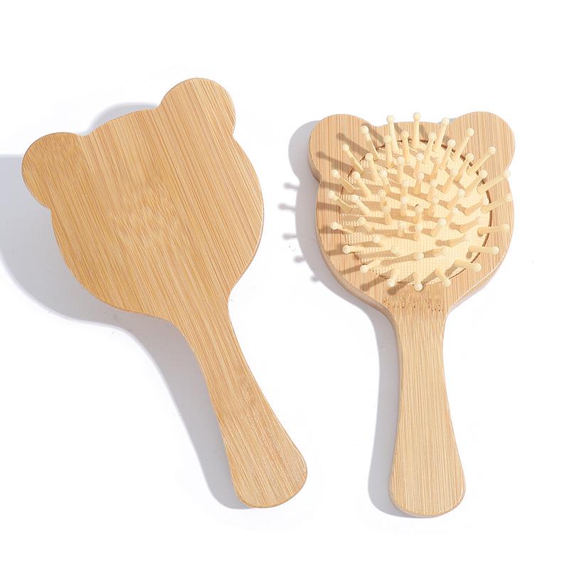 

Мультяшная расческа-массажер с воздушной подушкой в виде медведя: Милая расческа-подушка для детей и девочек, деревянная бамбуковая меридианная расческа 15.5*8*2.5cm