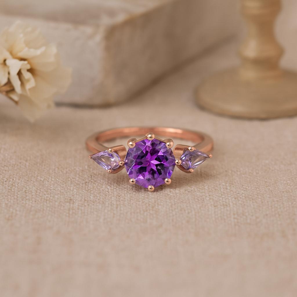 

Круглый Александрит Помолвочное Свадебное Кольцо – Винтажное Кольцо с Покрытием из Розового Золота с Боковыми Камнями в Форме Воздушного Змея, Подарок на Юбилей для Женщин 5 US